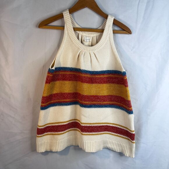 Caslon Retro 80s 90s Knit Colorful Striped Sleeveless Sweater Tank Size MD - Picture 9 of 9